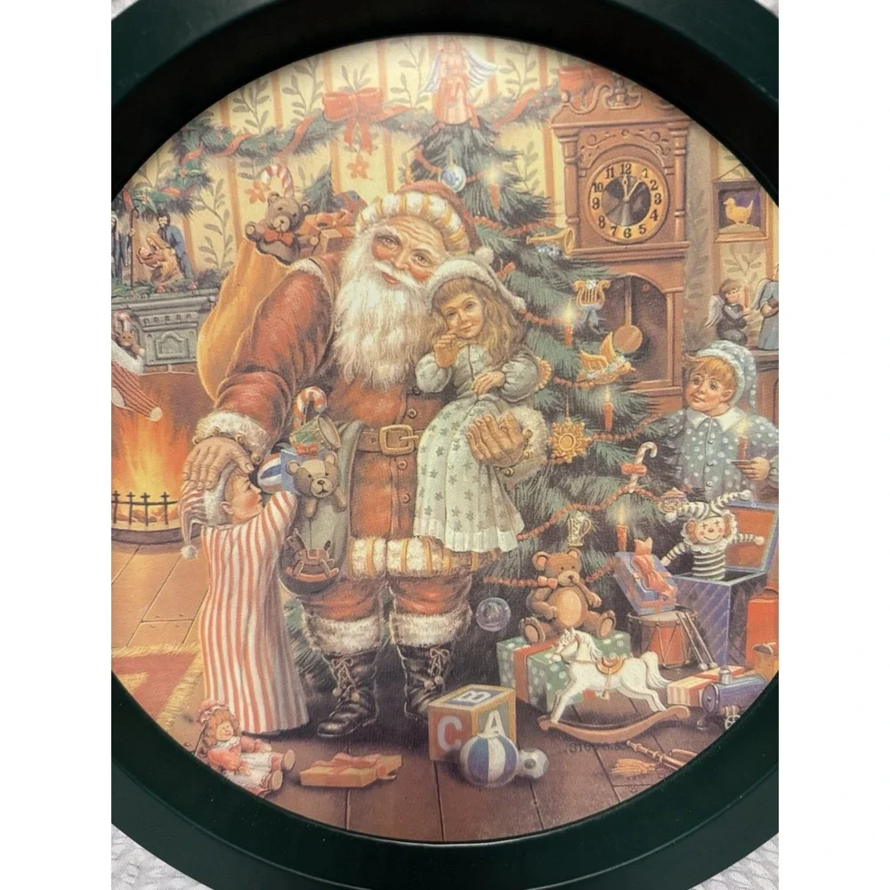 Vintage Santa And Children Metal Serving Tray.‎ 13 Inch